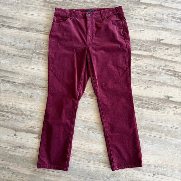 Talbots Women’s Corduroy Straight Leg Pants Red Size 14P High Rise Stretch - Picture 2 of 9
